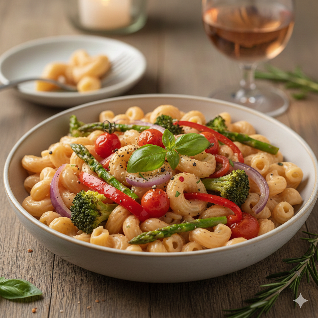 Healthy vegetable pink sauce pasta