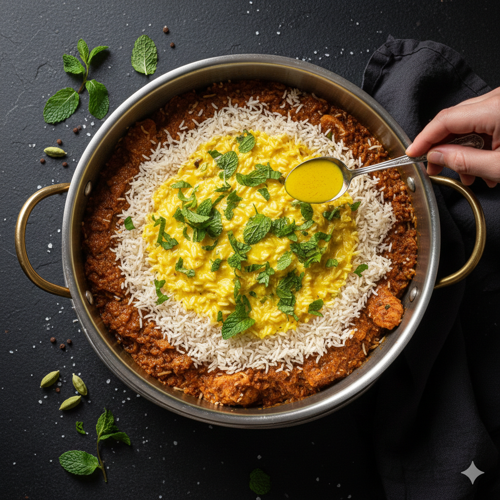 biryani step by step layering process