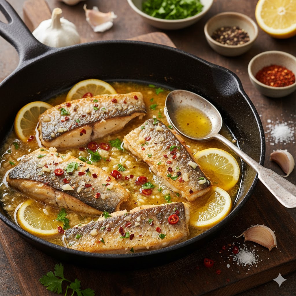 Pan frying fish until golden and crispy