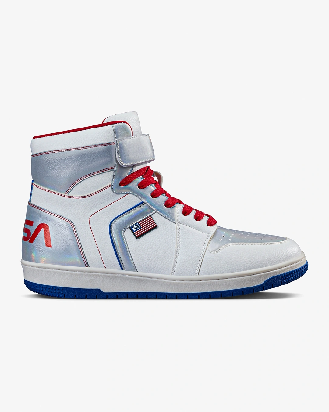 Men's White & Silver NASA Color Block High Top Sneakers - Image 2