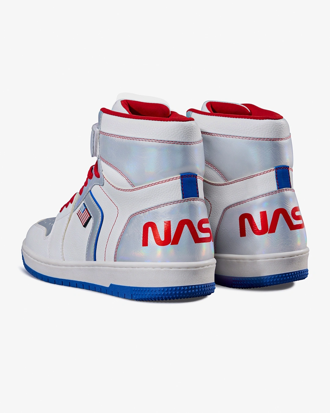 Men's White & Silver NASA Color Block High Top Sneakers - Image 4