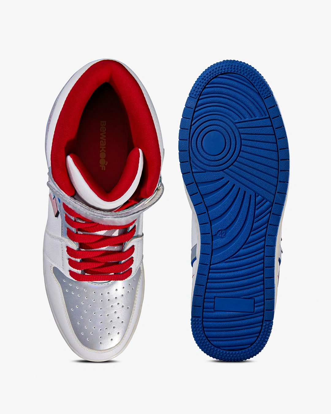 Men's White & Silver NASA Color Block High Top Sneakers - Image 5
